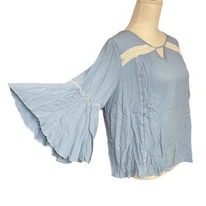 Christopher & Banks Blue Blouse with Bell Sleeves